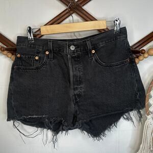 Levi's Black Denim Cut Off Shorts 30"
